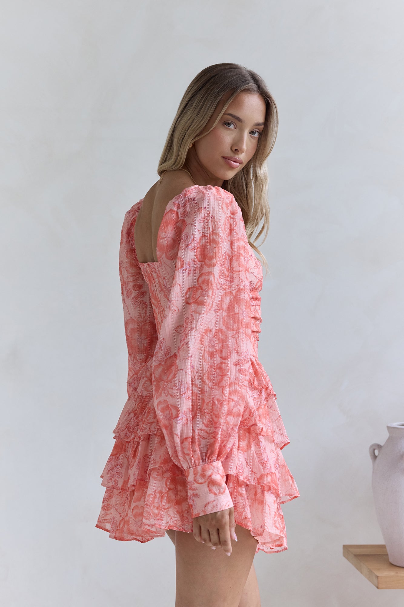 Amber Trails Long Sleeve Mini Dress Pink-Seaa Fashion