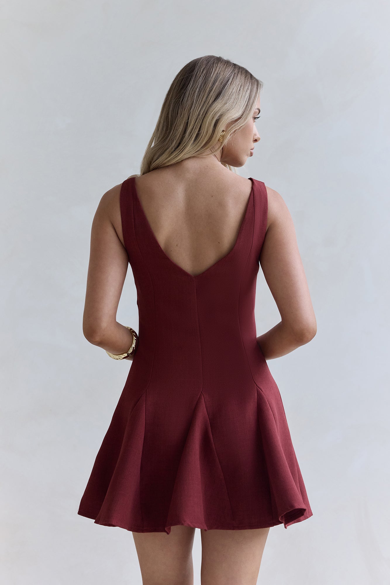 Wistful Bloom Mini Dress Burgundy-Seaa Fashion