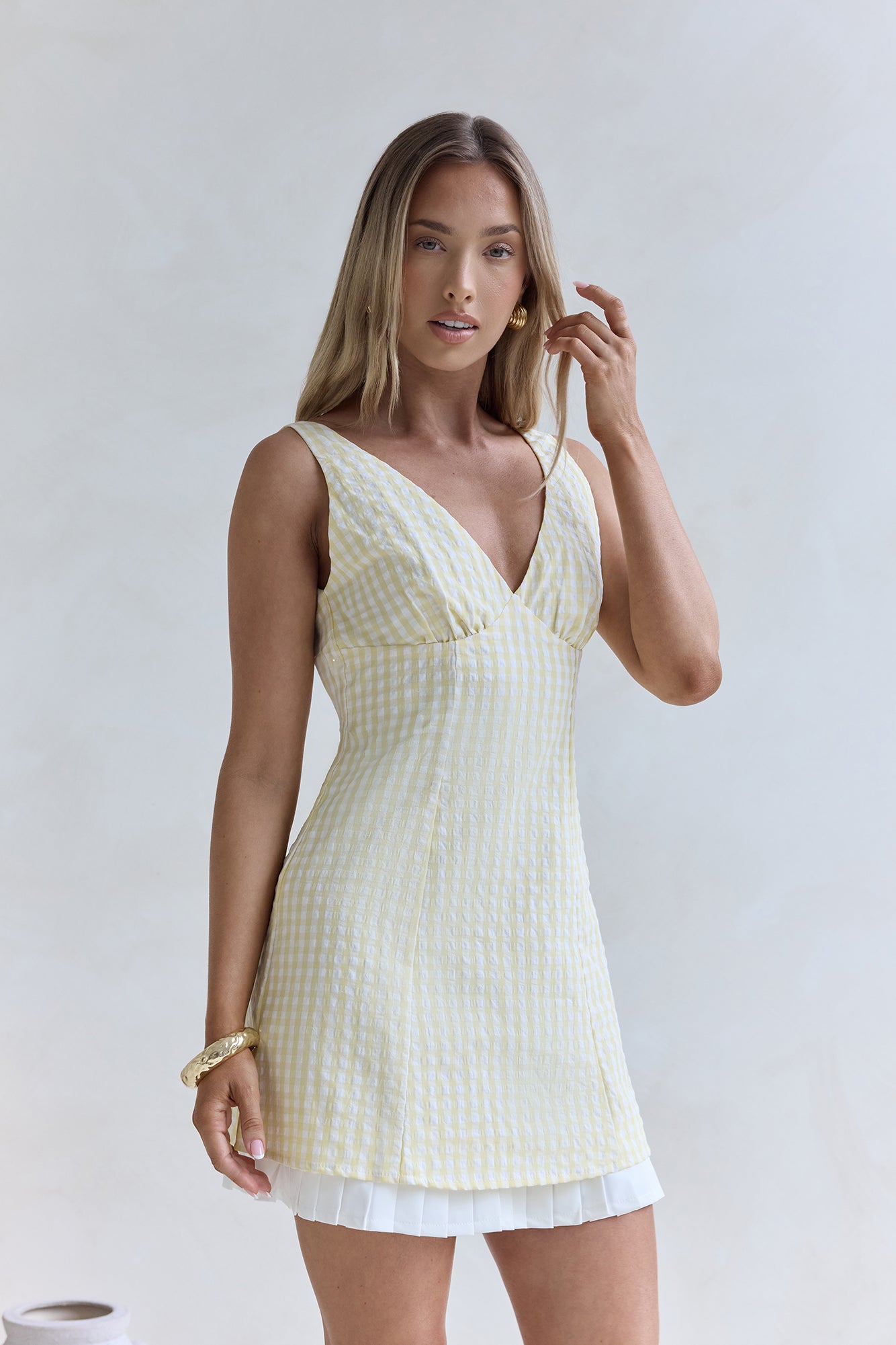 Picnic Perfect Mini Dress Yellow-Seaa Fashion