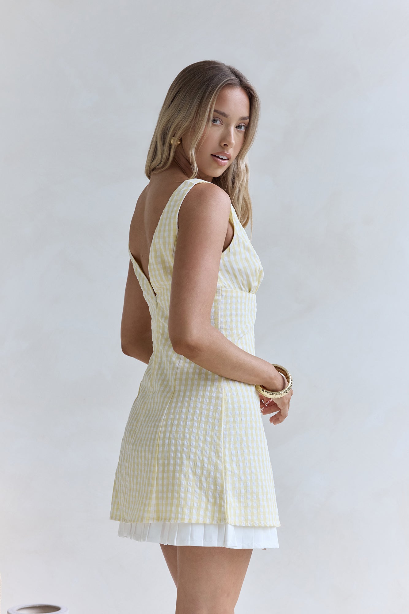 Picnic Perfect Mini Dress Yellow-Seaa Fashion