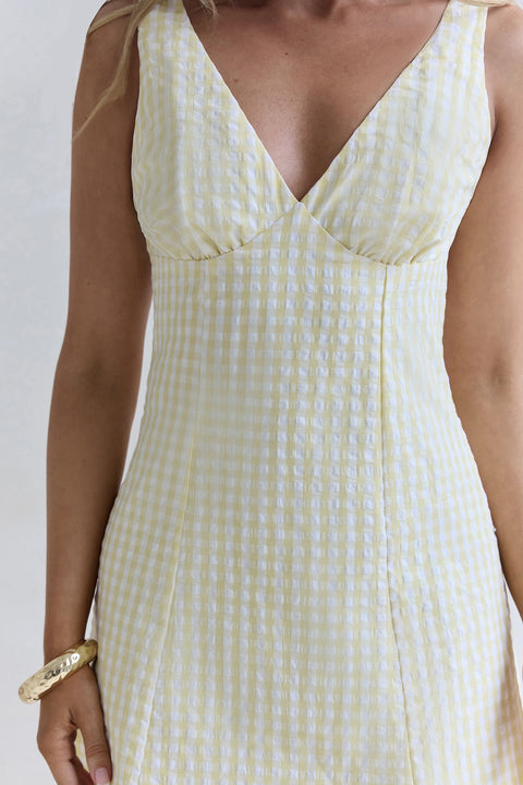 Picnic Perfect Mini Dress Yellow-Seaa Fashion