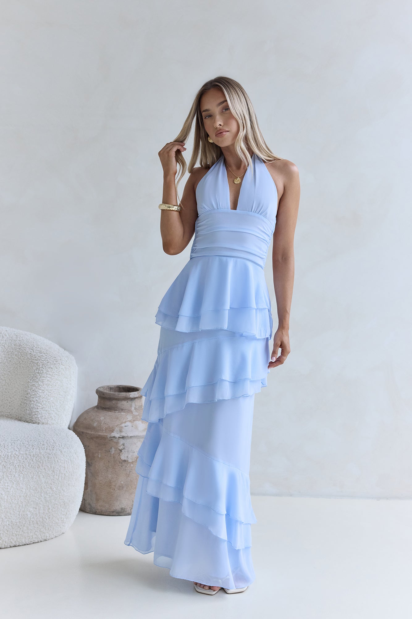 Path Of Fate Halter Maxi Dress Blue-Seaa Fashion