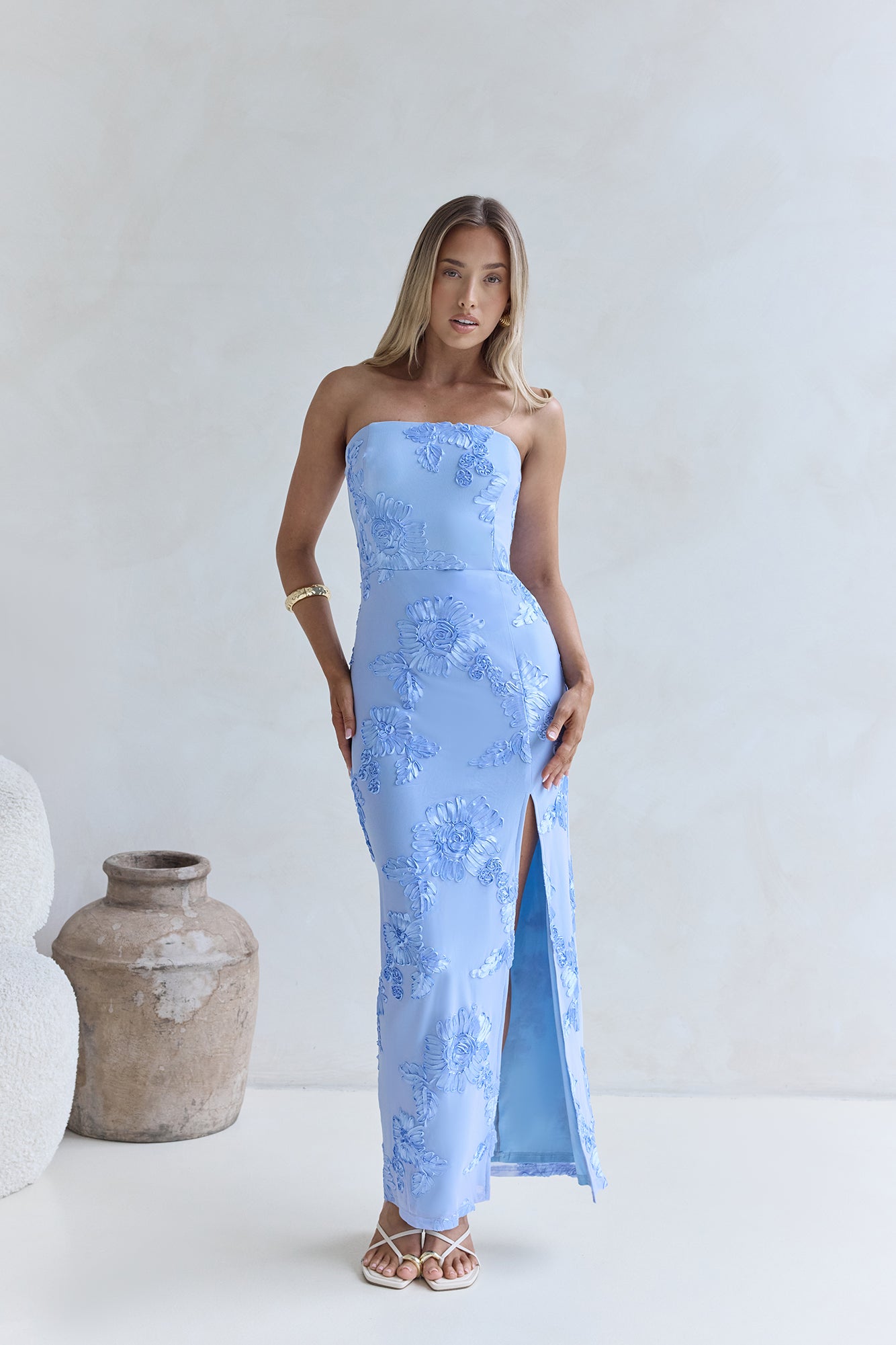 Glow Up Season Strapless Maxi Dress Blue-Seaa Fashion