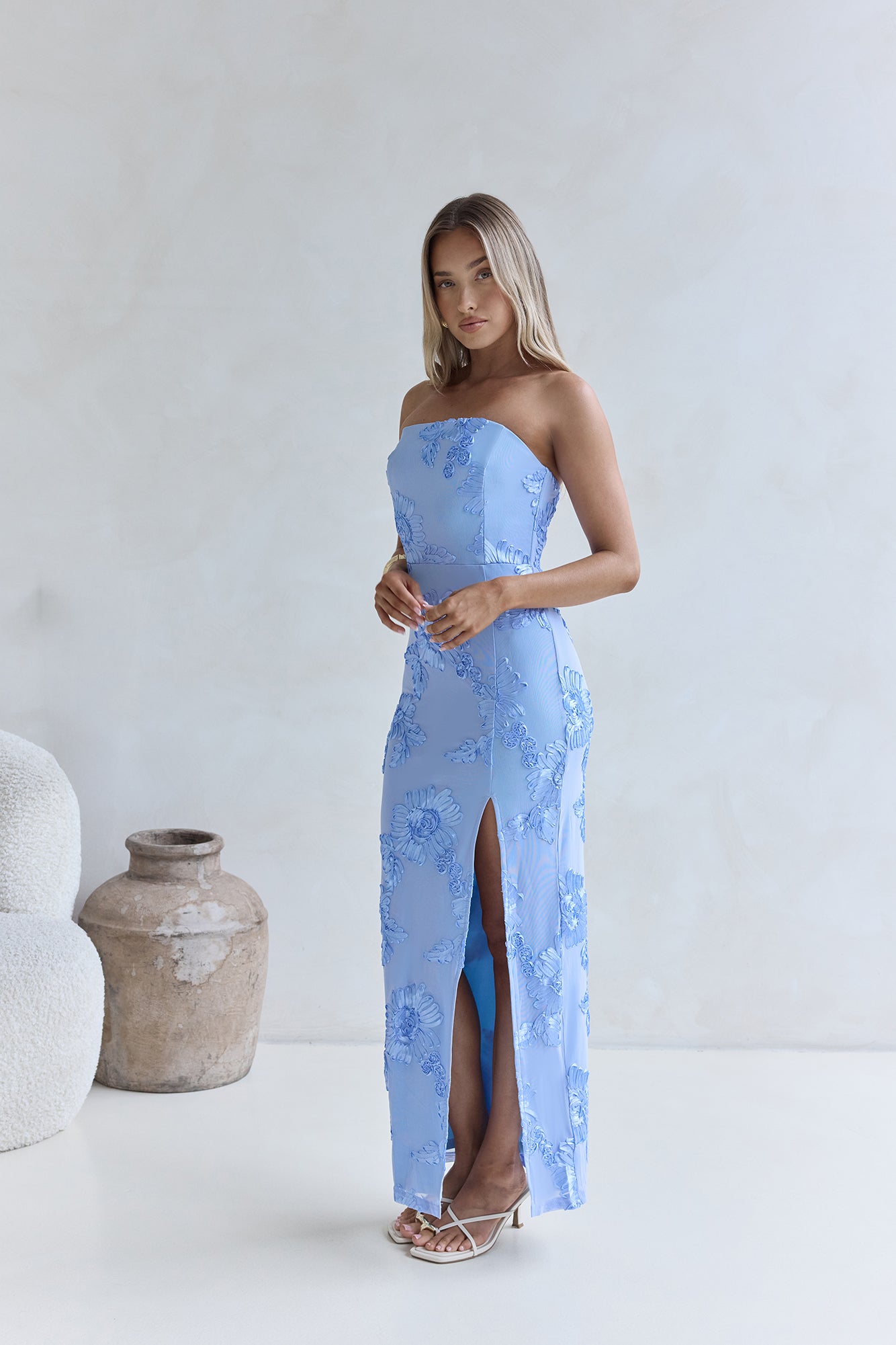 Glow Up Season Strapless Maxi Dress Blue-Seaa Fashion