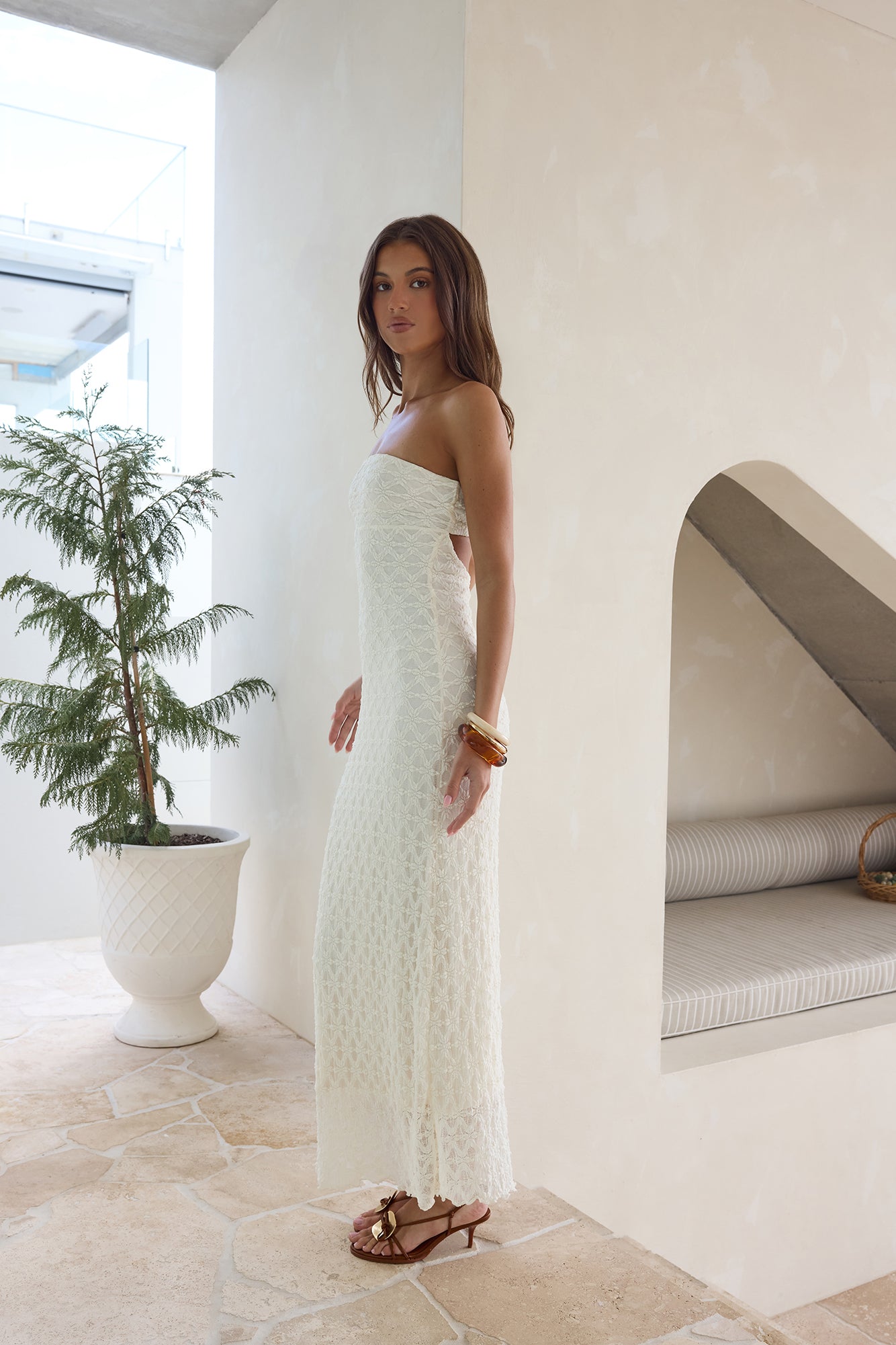 Goddess Blessings Strapless Maxi Dress Cream-Seaa Fashion