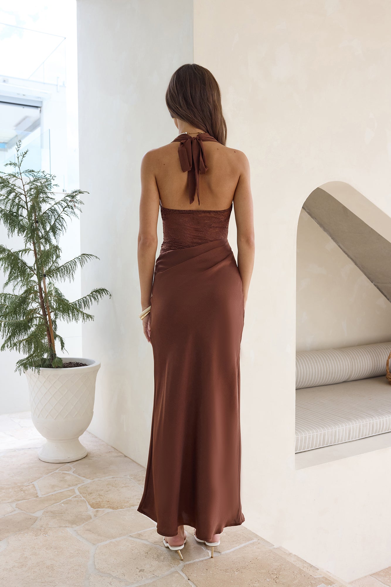 Call Me Yours Lace Halter Satin Maxi Dress-Seaa Fashion