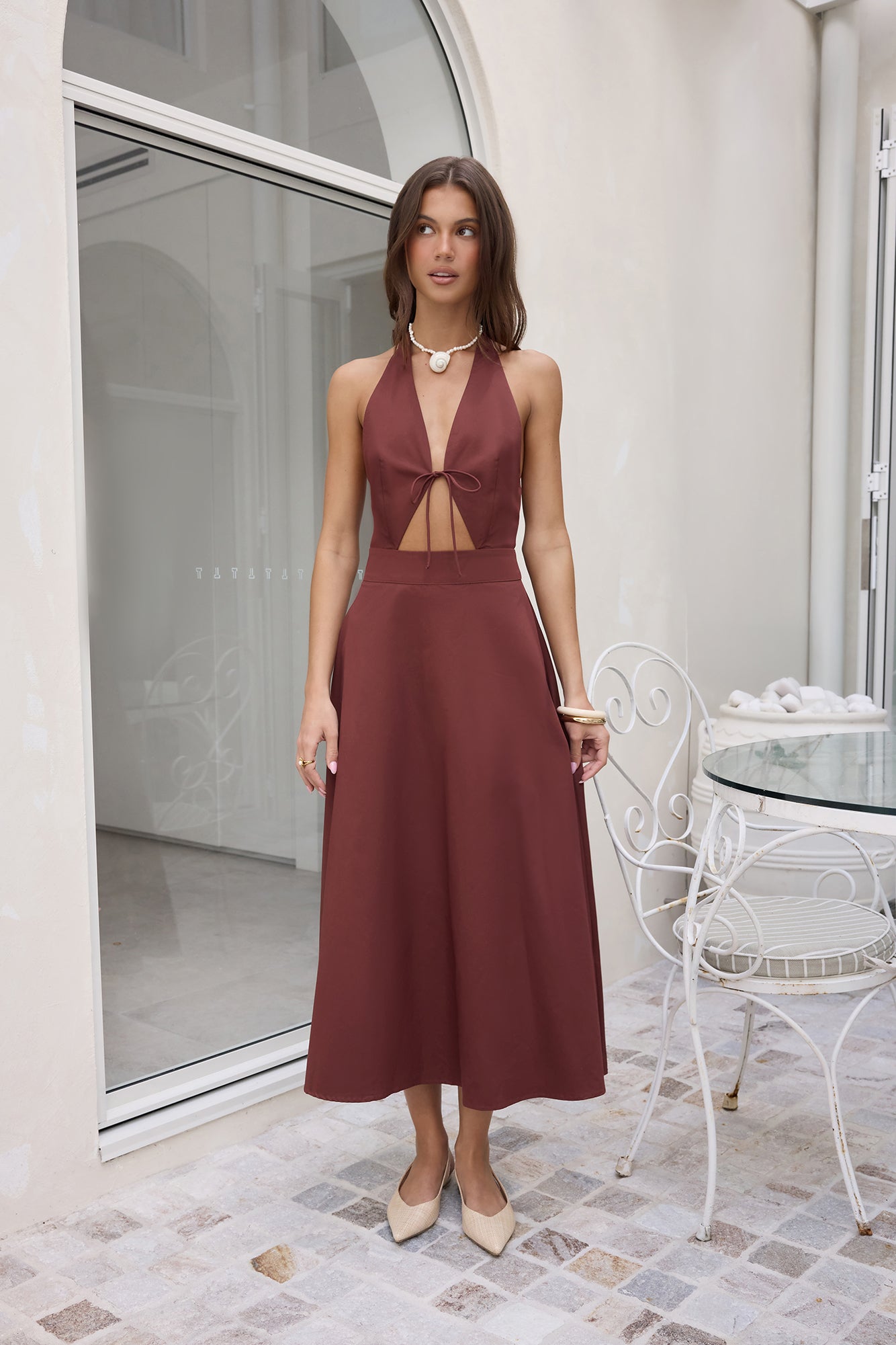 Sands Of Splendor Halter Maxi Dress Brown-Seaa Fashion