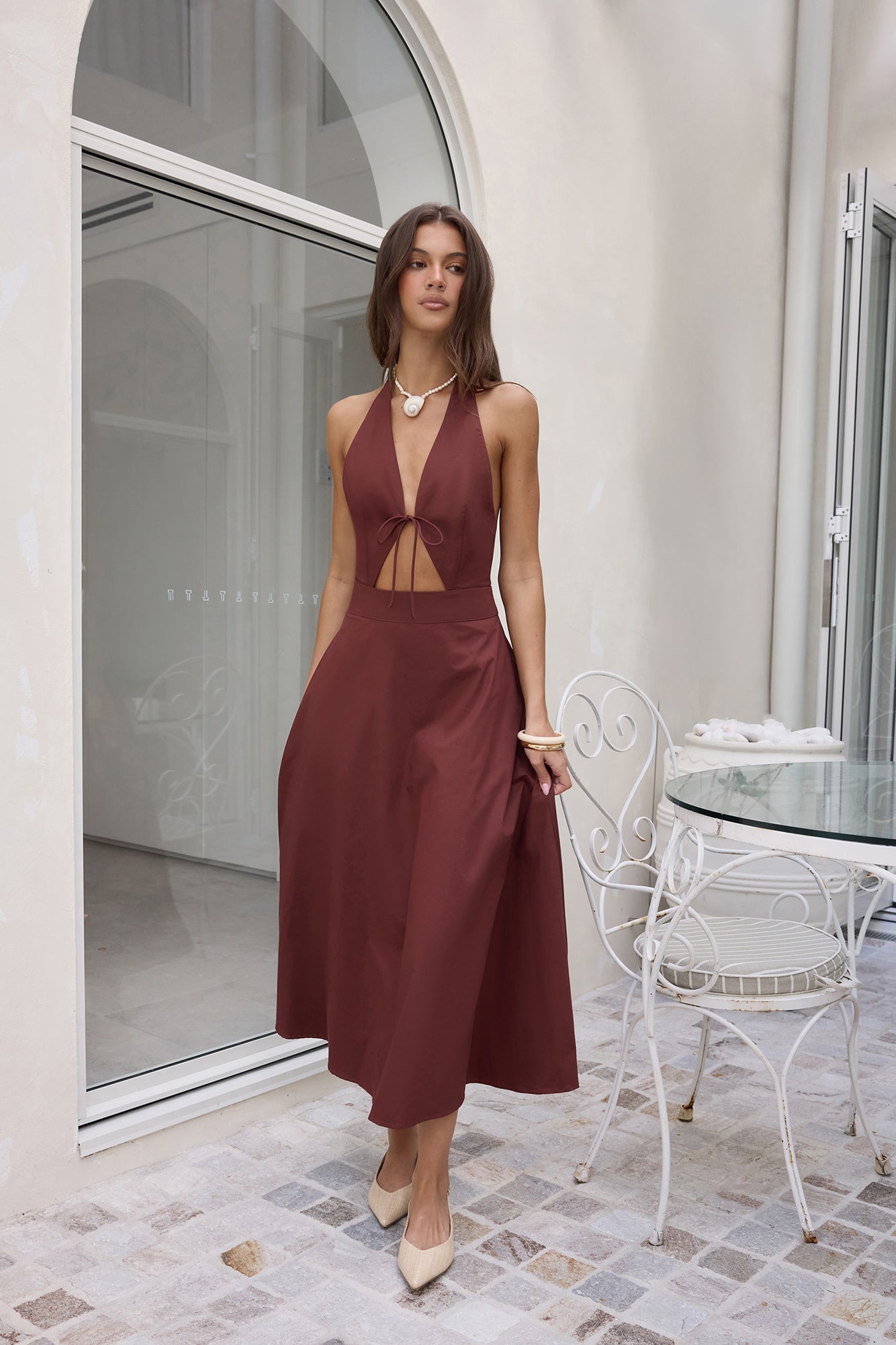 Sands Of Splendor Halter Maxi Dress Brown-Seaa Fashion
