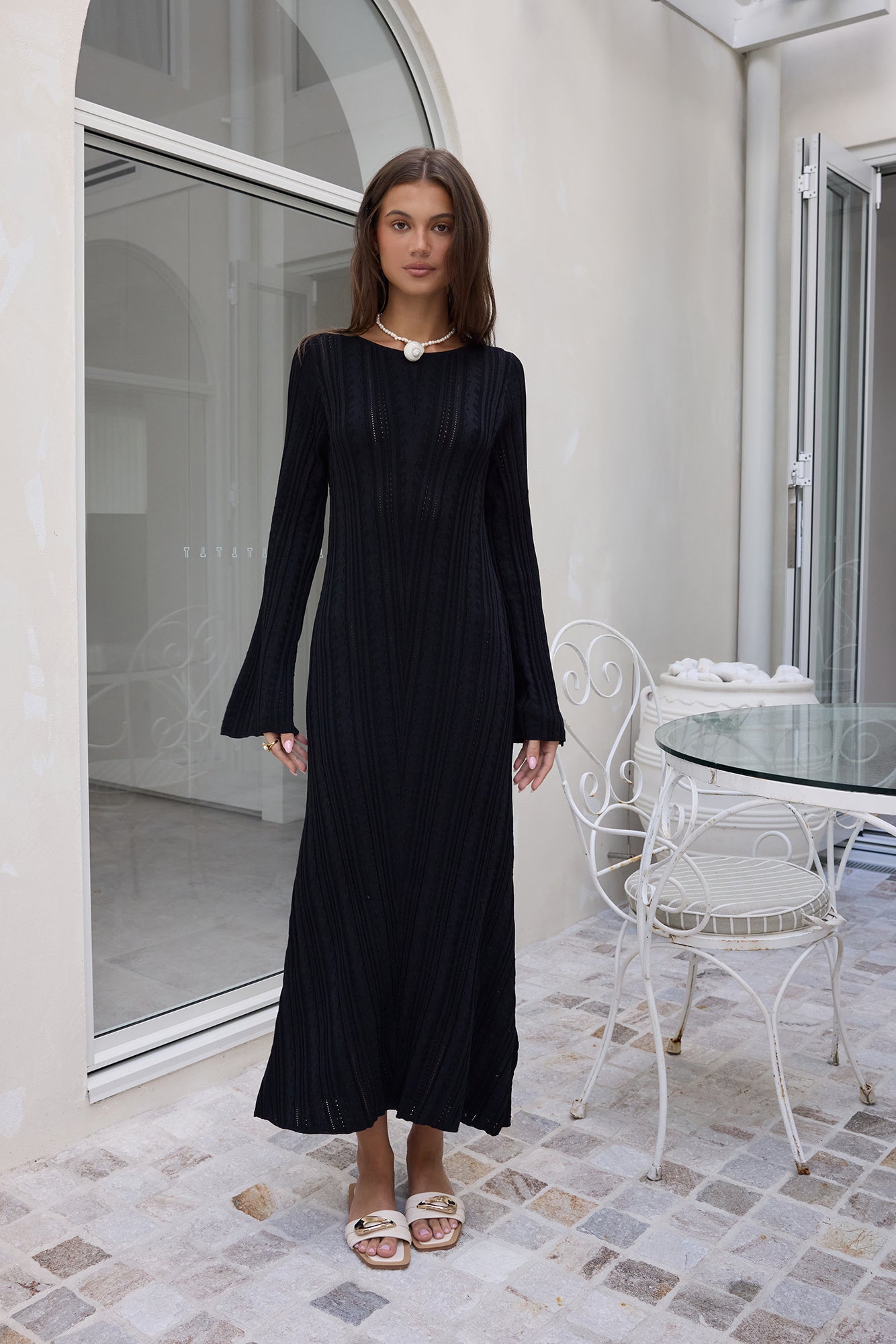 Love On Holidays Long Sleeve Maxi Dress Black-Seaa Fashion