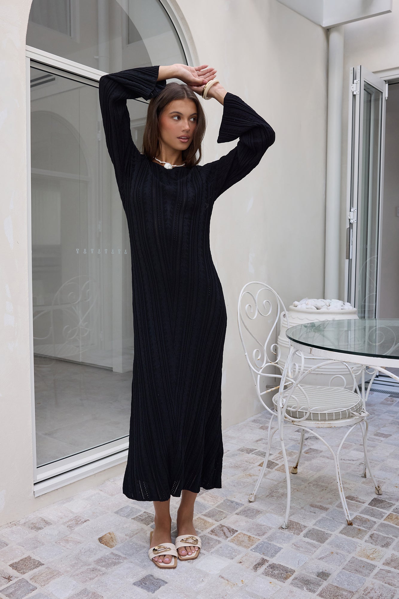 Love On Holidays Long Sleeve Maxi Dress Black-Seaa Fashion