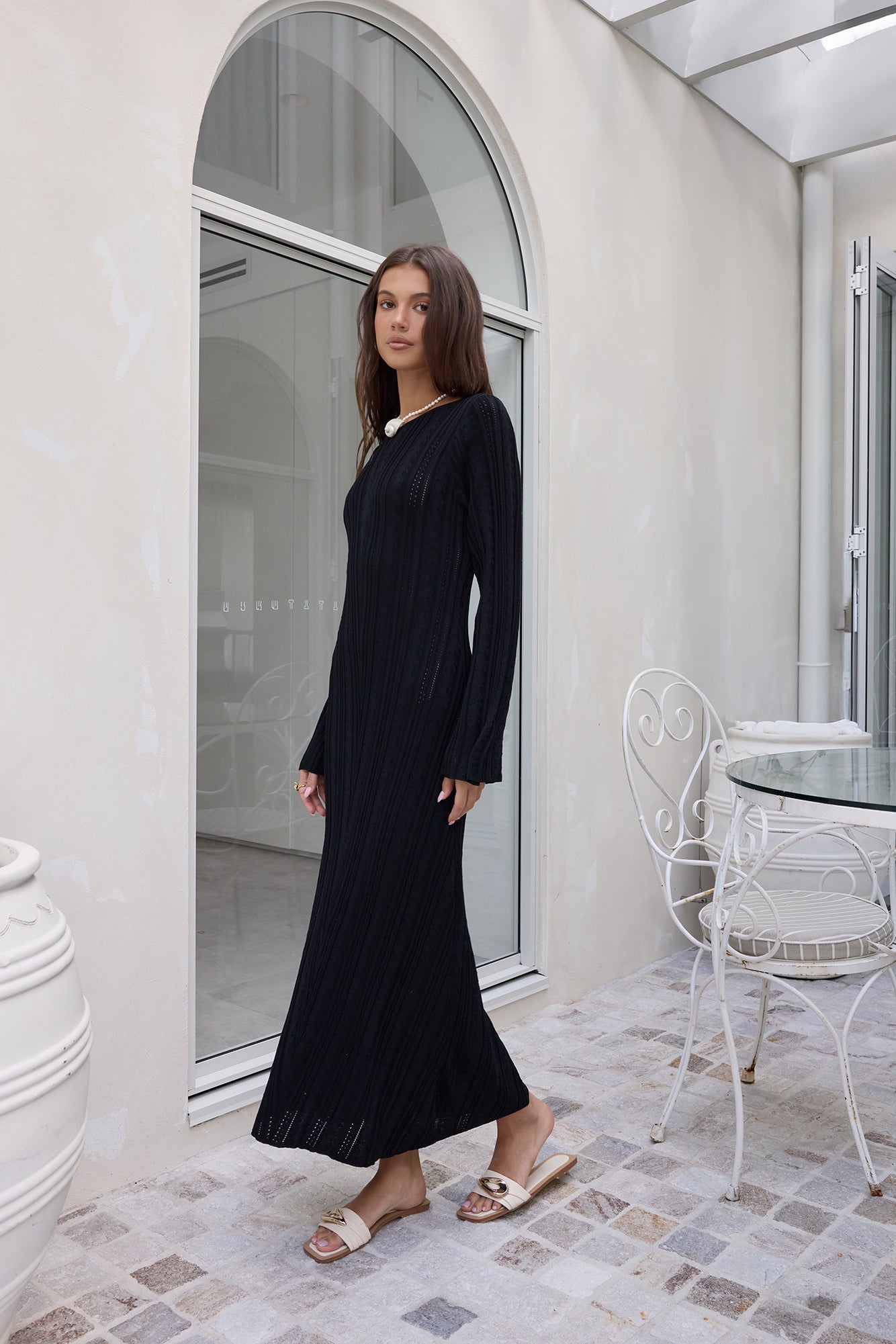 Love On Holidays Long Sleeve Maxi Dress Black-Seaa Fashion