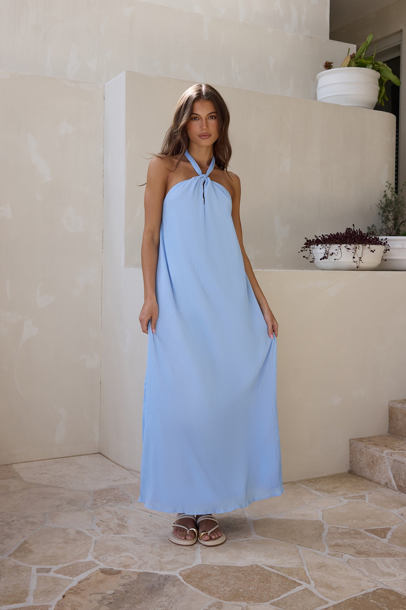 Isle Of Chic Halter Maxi Dress Blue-Seaa Fashion
