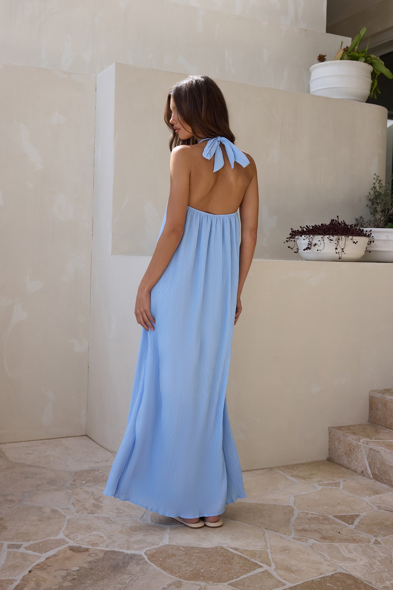 Isle Of Chic Halter Maxi Dress Blue-Seaa Fashion