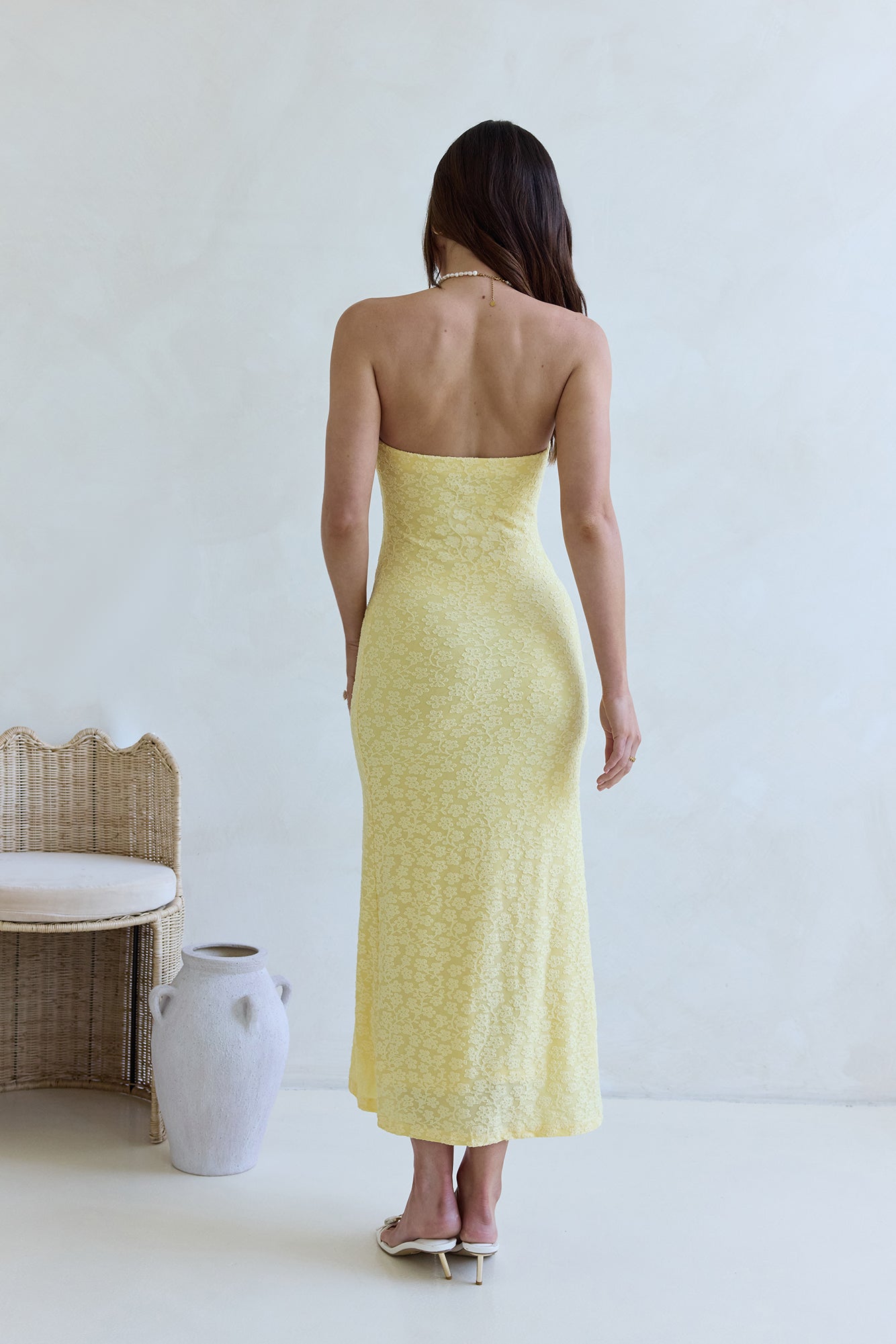 Fluttering Dreams Strapless Midi Dress Yellow-Seaa Fashion