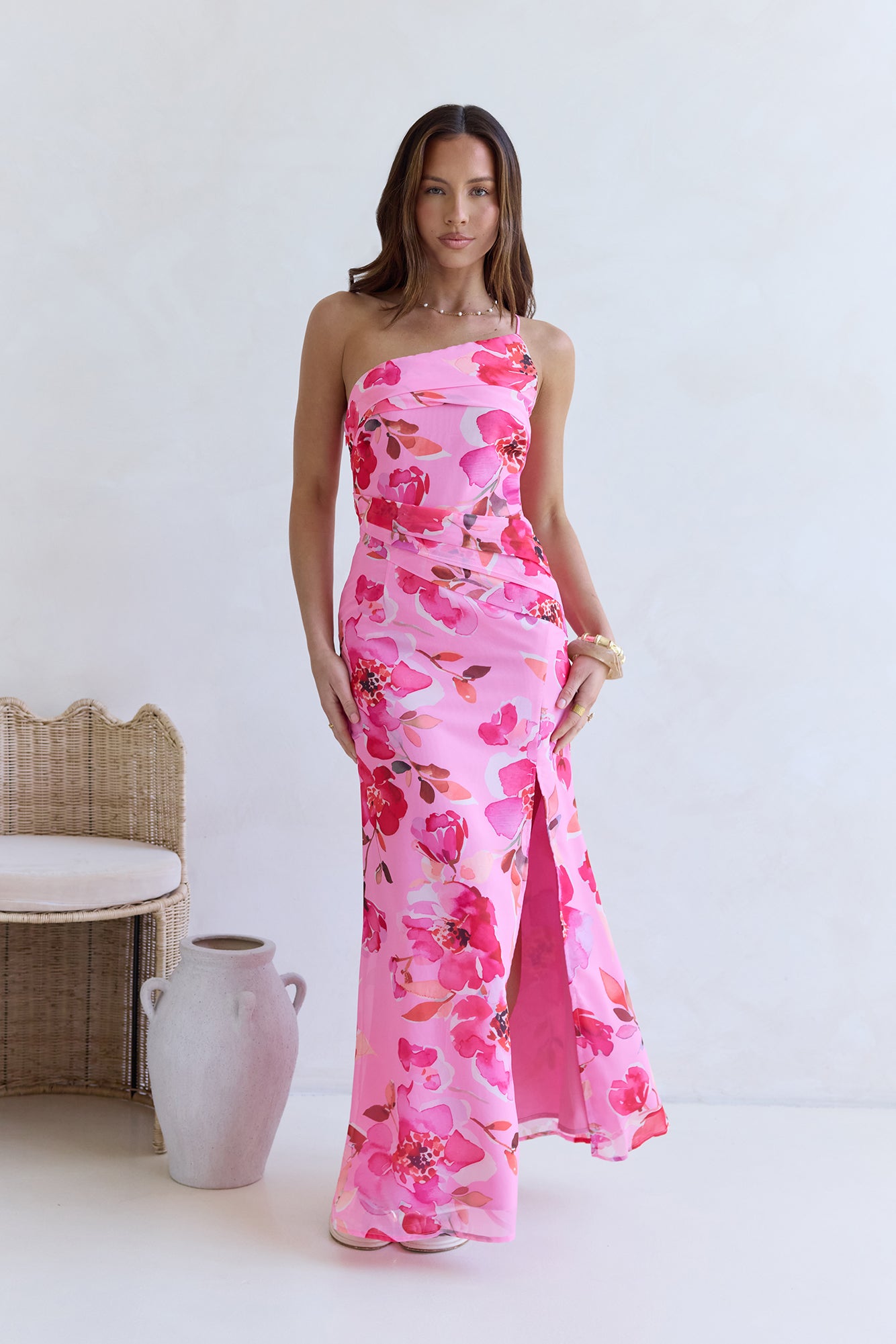 In The Mood One Shoulder Maxi Dress Pink-Seaa Fashion