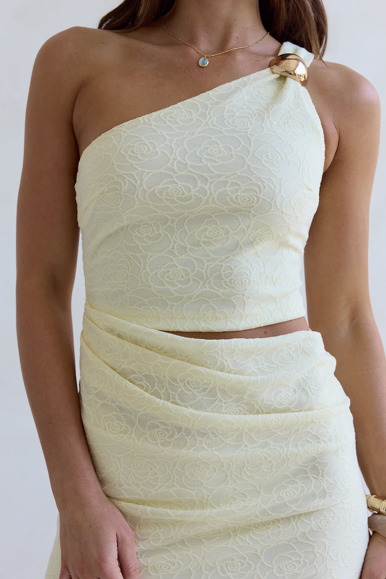 Sunset Champagne One Shoulder Mini Dress Yellow-Seaa Fashion