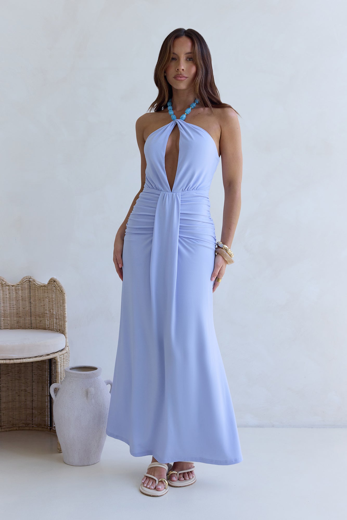 From The Heart Halter Maxi Dress Blue-Seaa Fashion