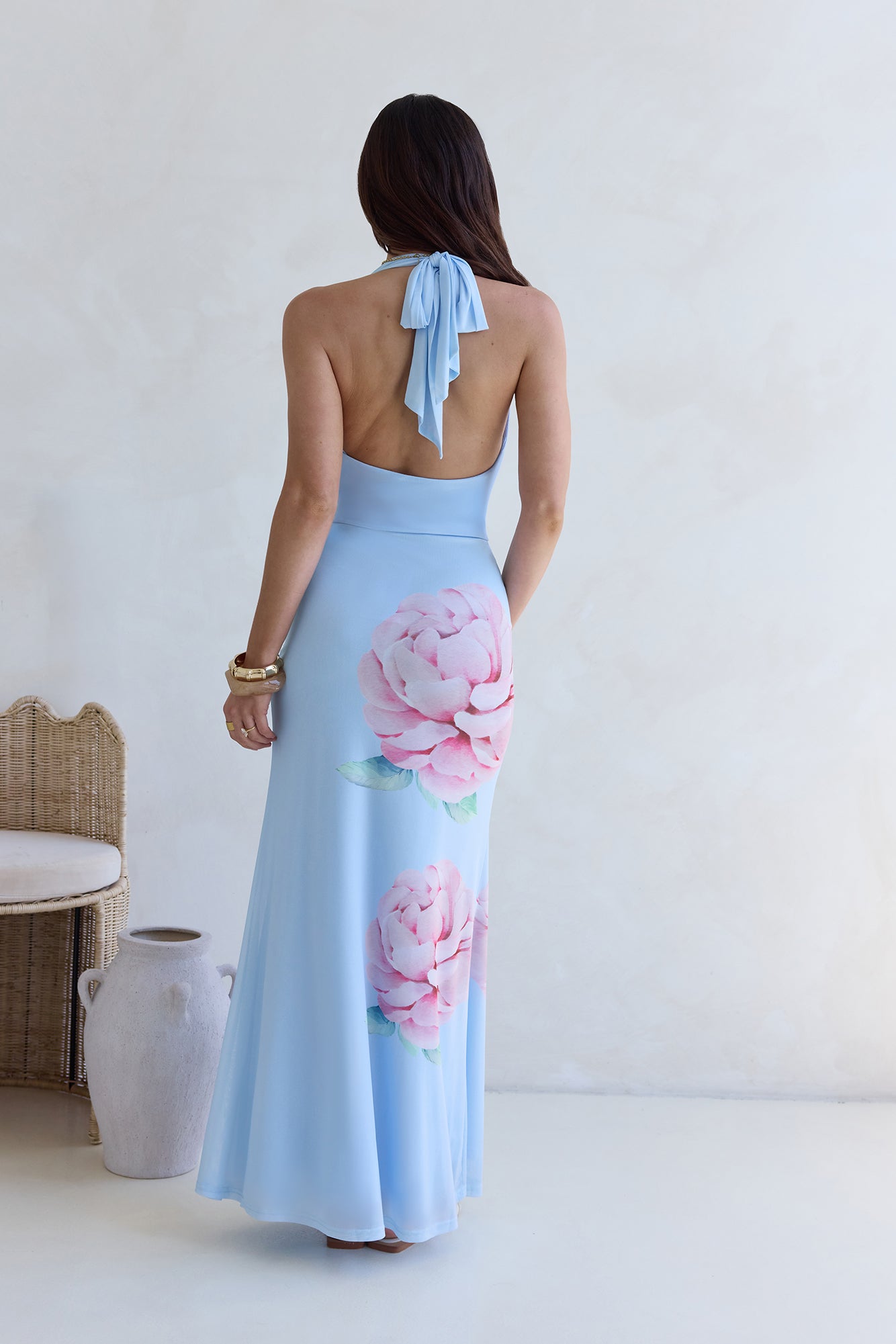 Truth Be Told Halter Mesh Maxi Dress Blue-Seaa Fashion