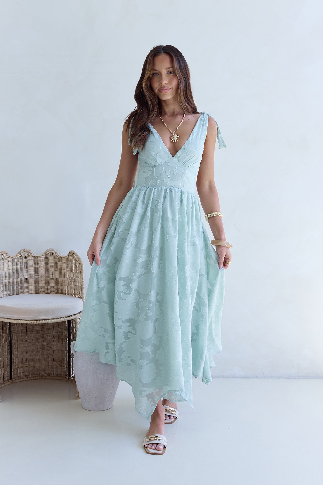 Golden Night Maxi Dress Sage-Seaa Fashion