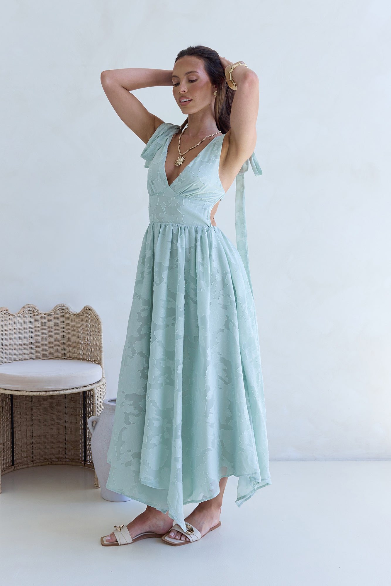 Golden Night Maxi Dress Sage-Seaa Fashion
