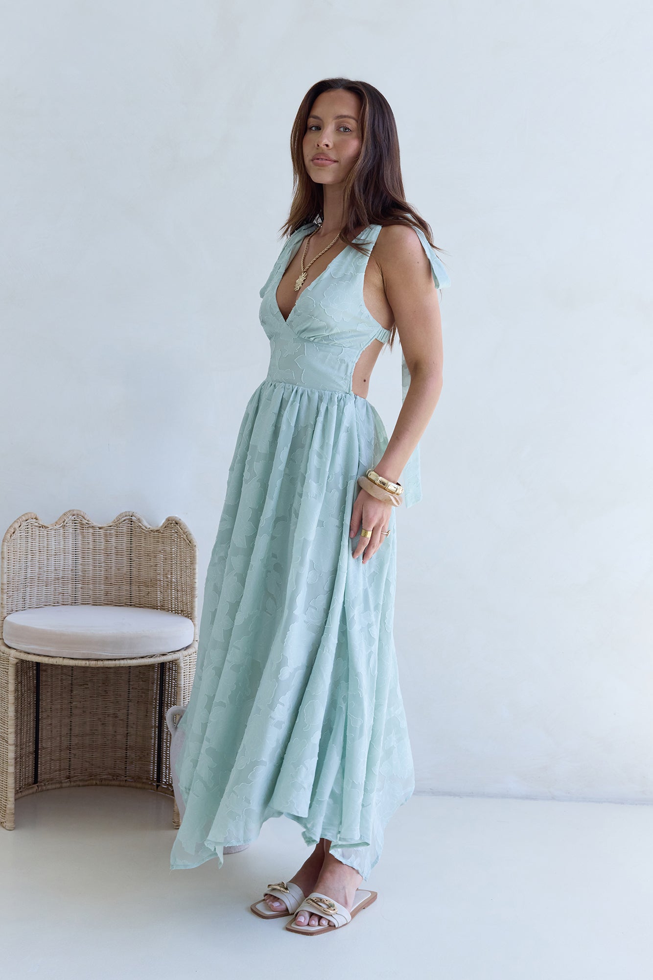 Golden Night Maxi Dress Sage-Seaa Fashion