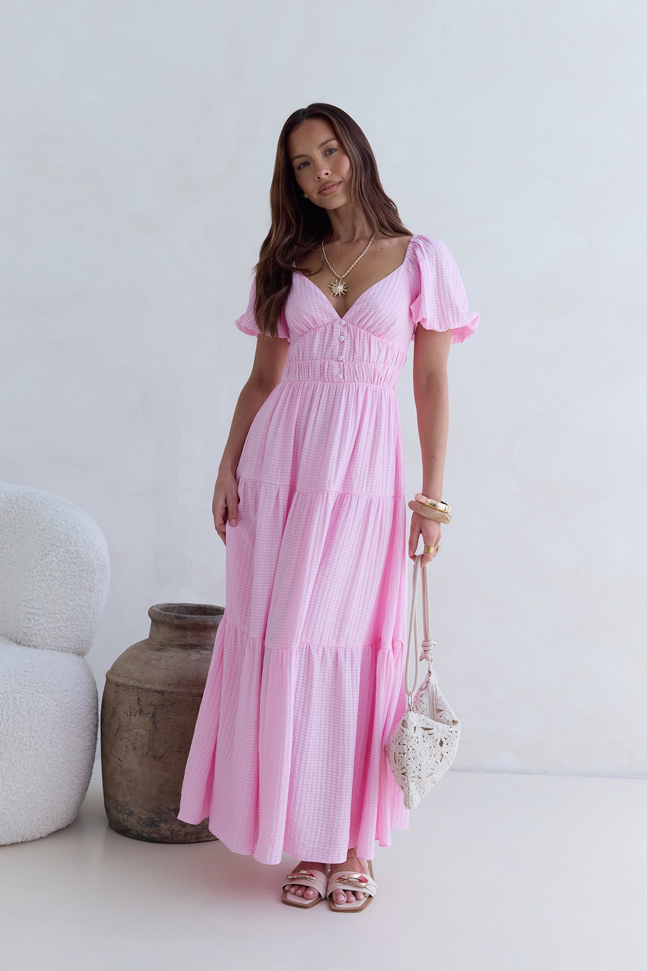 Butterfly Wings Maxi Dress Pink-Seaa Fashion