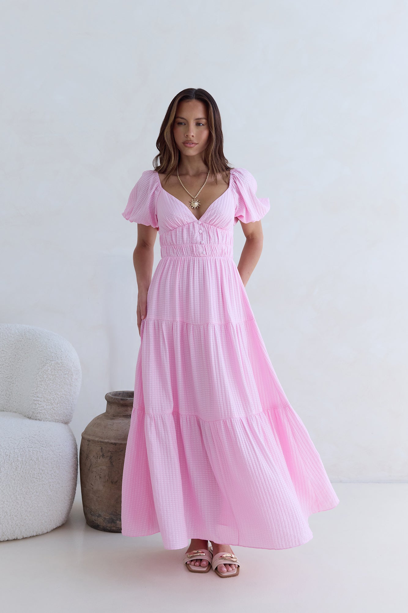 Butterfly Wings Maxi Dress Pink-Seaa Fashion