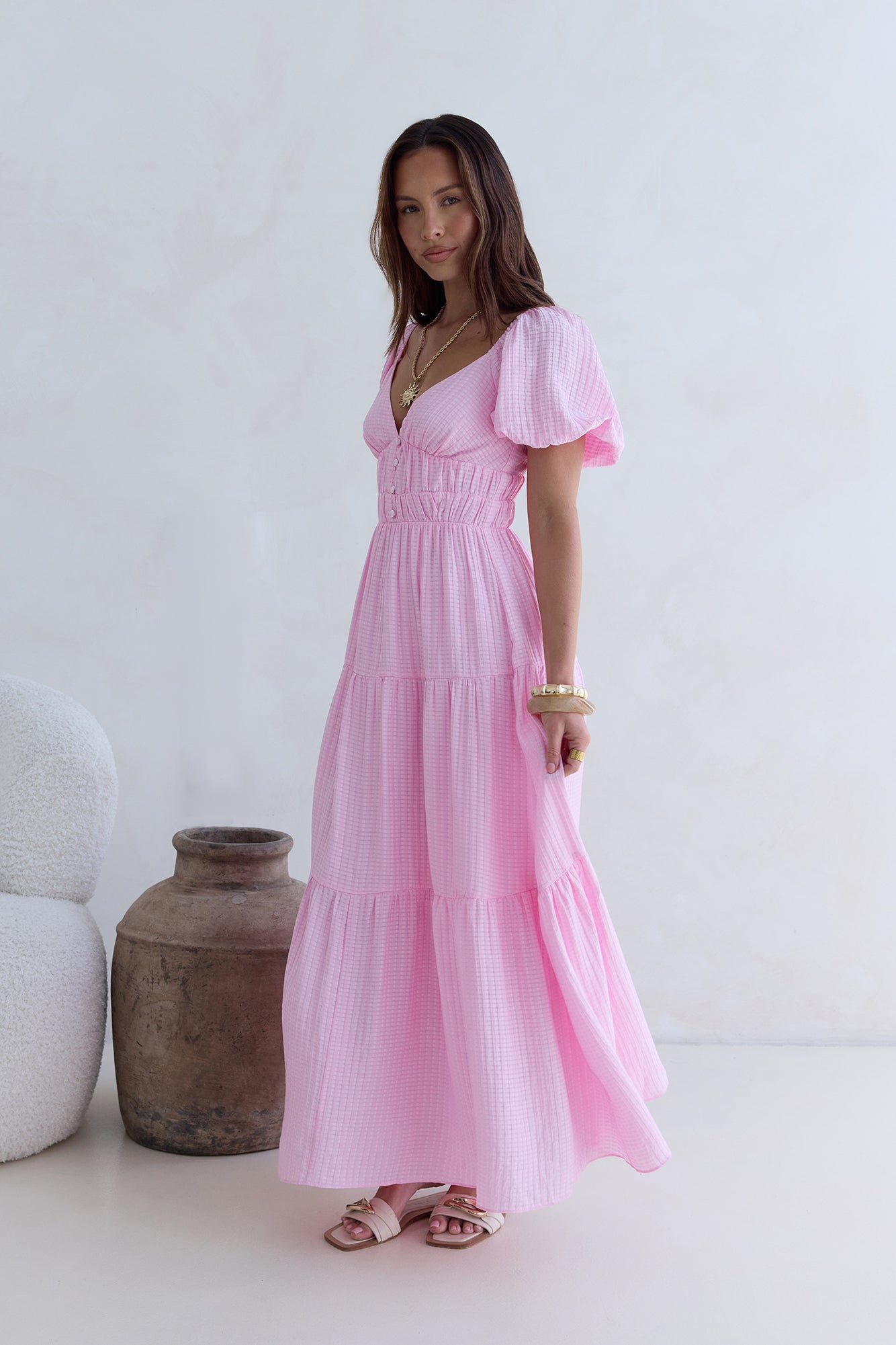 Butterfly Wings Maxi Dress Pink-Seaa Fashion