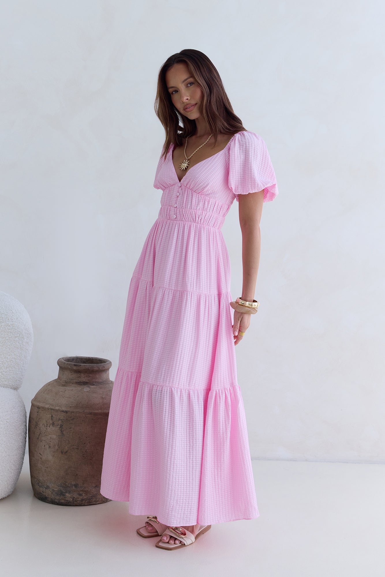 Butterfly Wings Maxi Dress Pink-Seaa Fashion