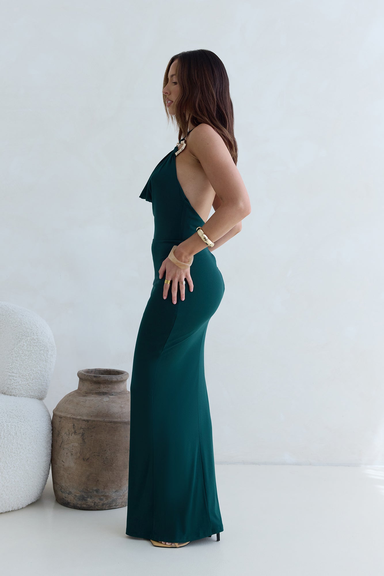 Vibe Setter Halter Maxi Dress Green-Seaa Fashion