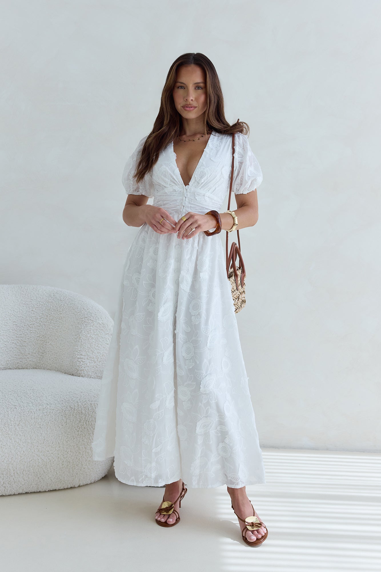 Busy Bee Maxi Dress White-Seaa Fashion
