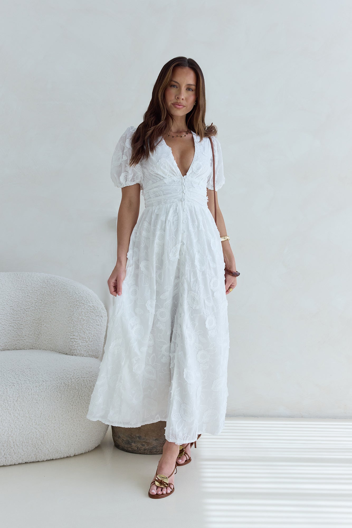 Busy Bee Maxi Dress White-Seaa Fashion
