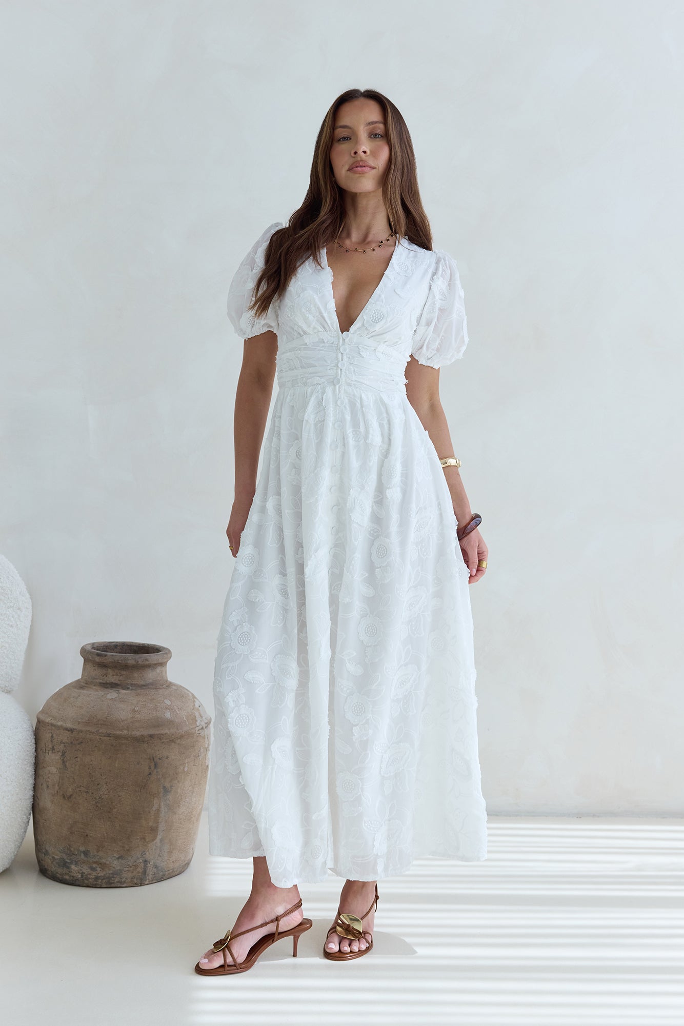 Busy Bee Maxi Dress White-Seaa Fashion