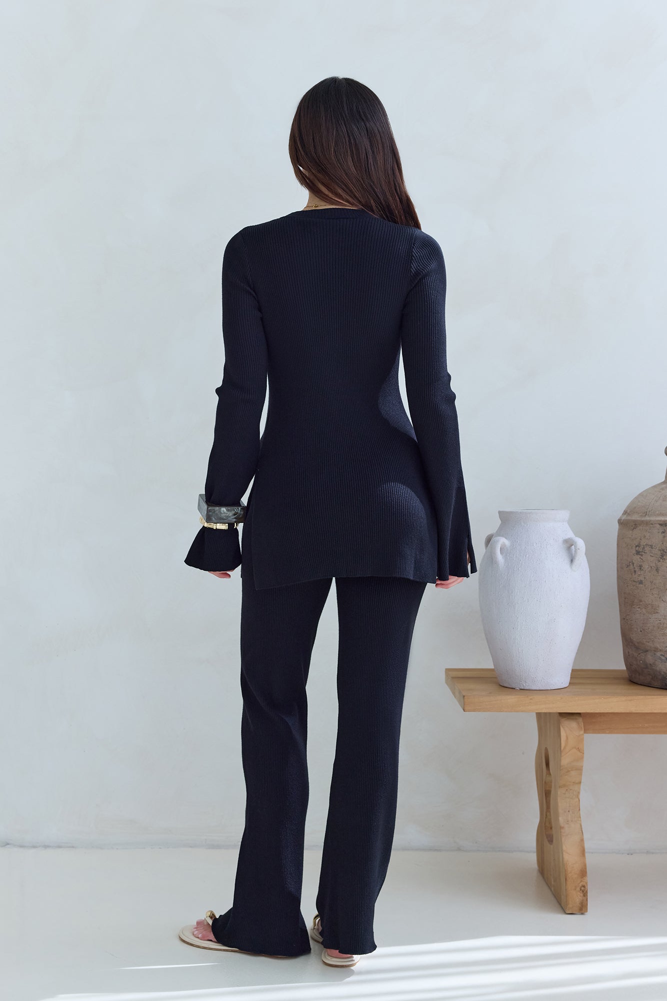 Cosy Holidays Ribbed Pants Black-Seaa Fashion