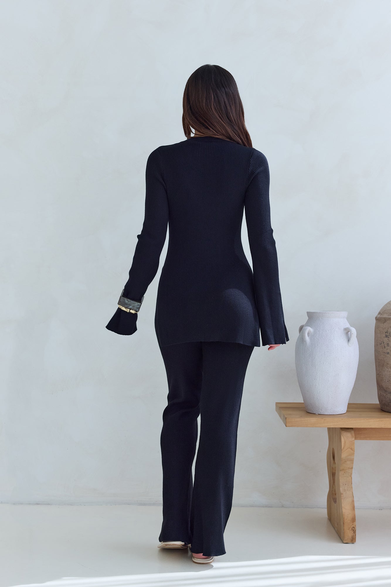 Cosy Holidays Ribbed Pants Black-Seaa Fashion