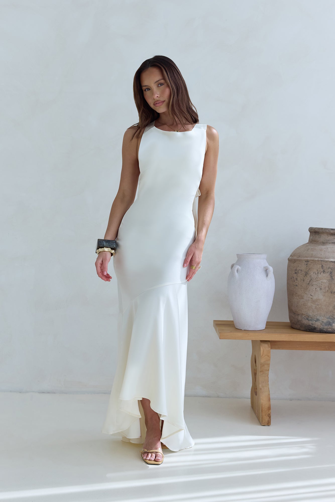 Oath To You Satin Maxi Dress Champagne-Seaa Fashion