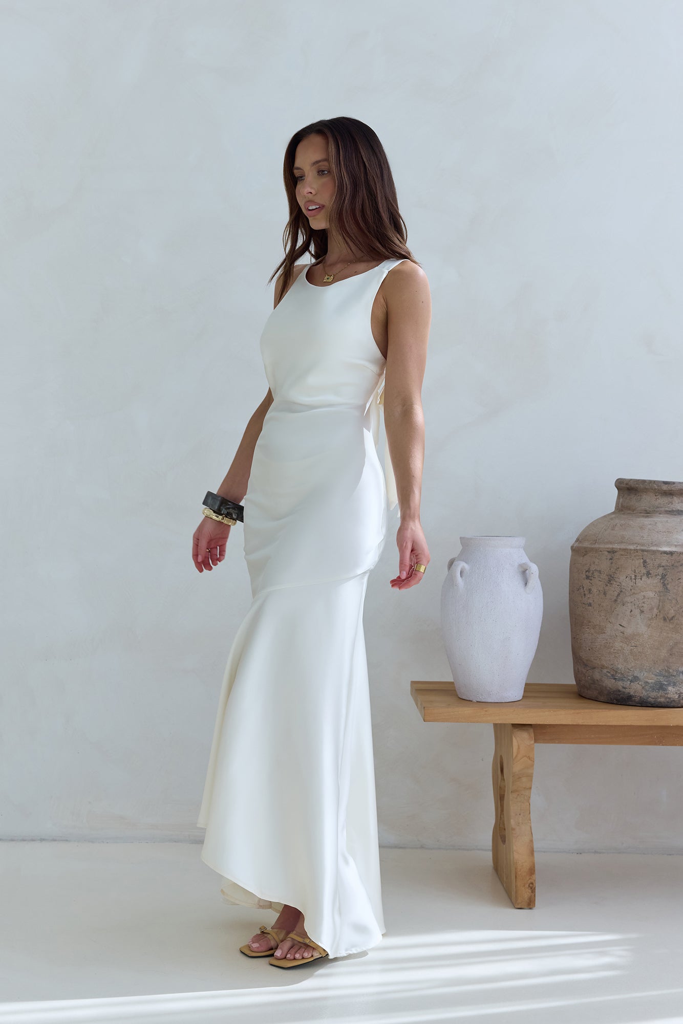 Oath To You Satin Maxi Dress Champagne-Seaa Fashion