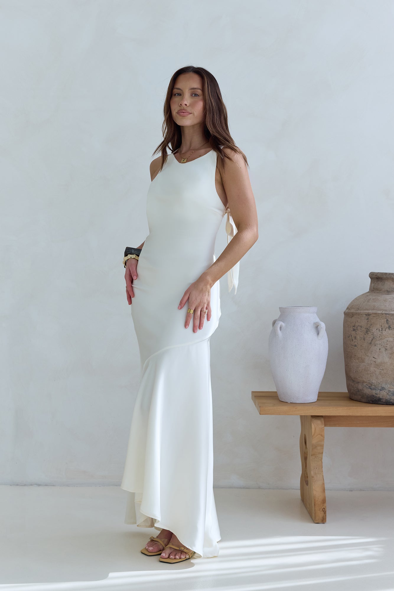 Oath To You Satin Maxi Dress Champagne-Seaa Fashion