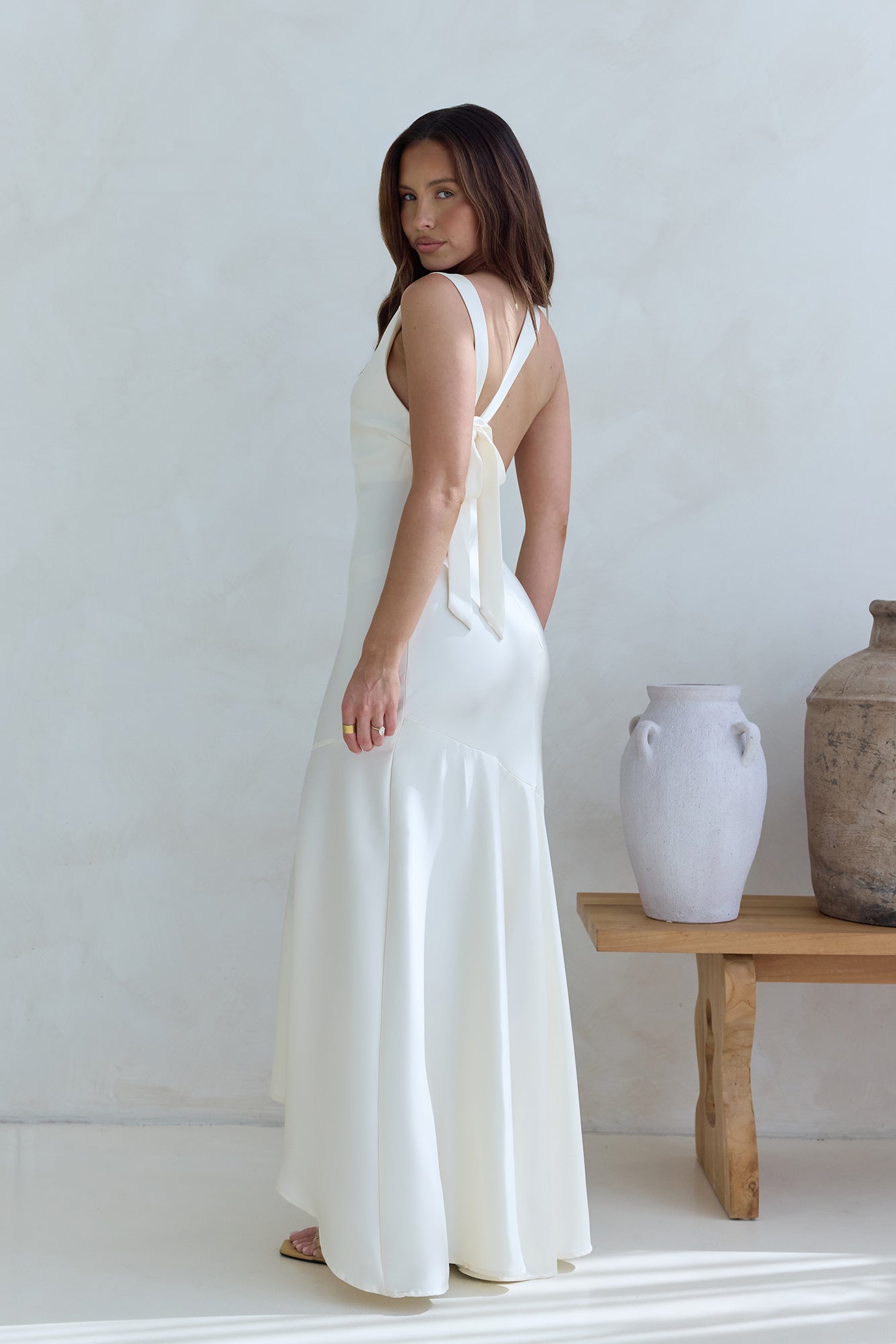 Oath To You Satin Maxi Dress Champagne-Seaa Fashion