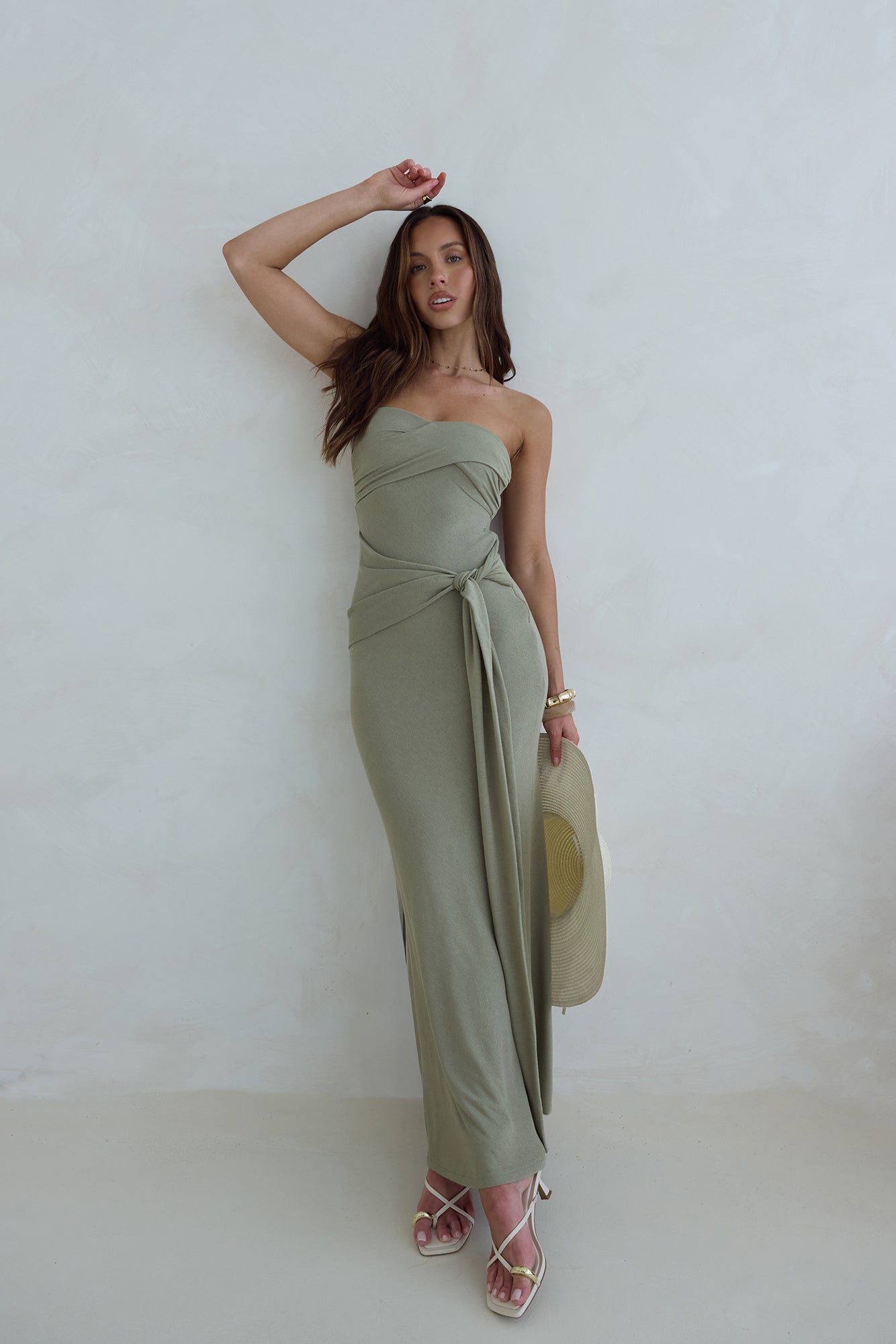 Follow You Strapless Maxi Dress Sage-Seaa Fashion