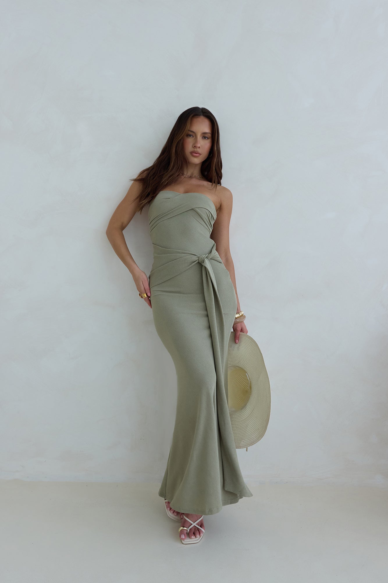 Follow You Strapless Maxi Dress Sage-Seaa Fashion