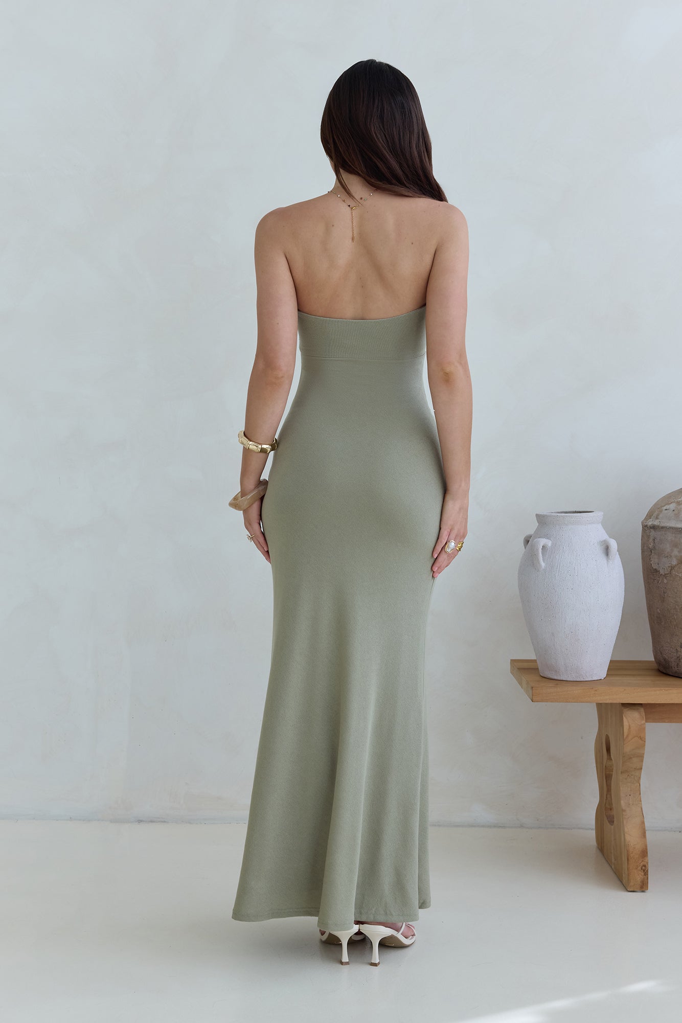 Follow You Strapless Maxi Dress Sage-Seaa Fashion