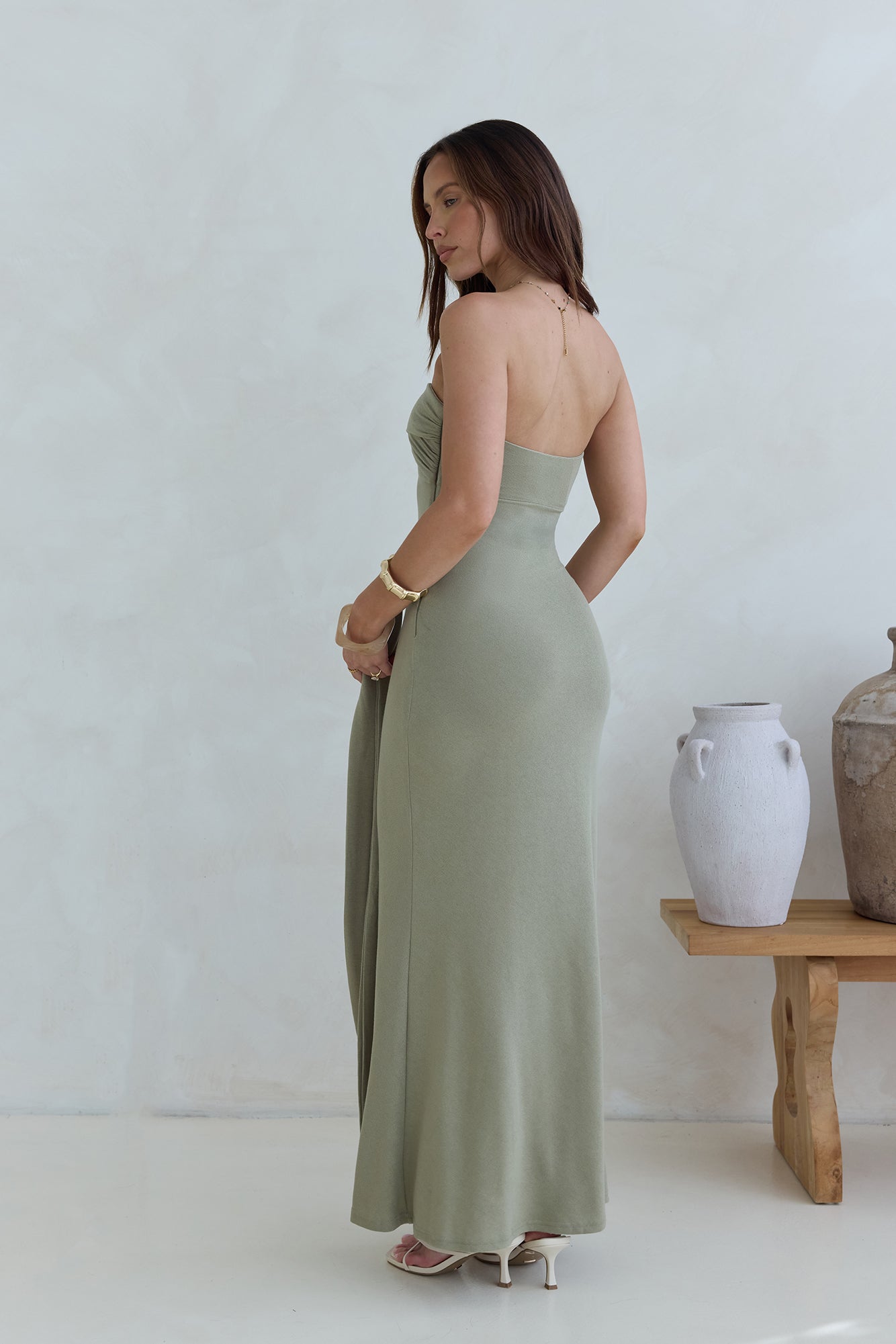 Follow You Strapless Maxi Dress Sage-Seaa Fashion