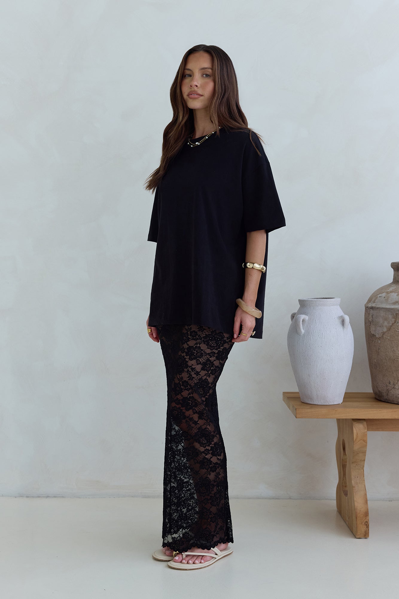Date In Soho Sheer Lace Maxi Skirt Black-Seaa Fashion