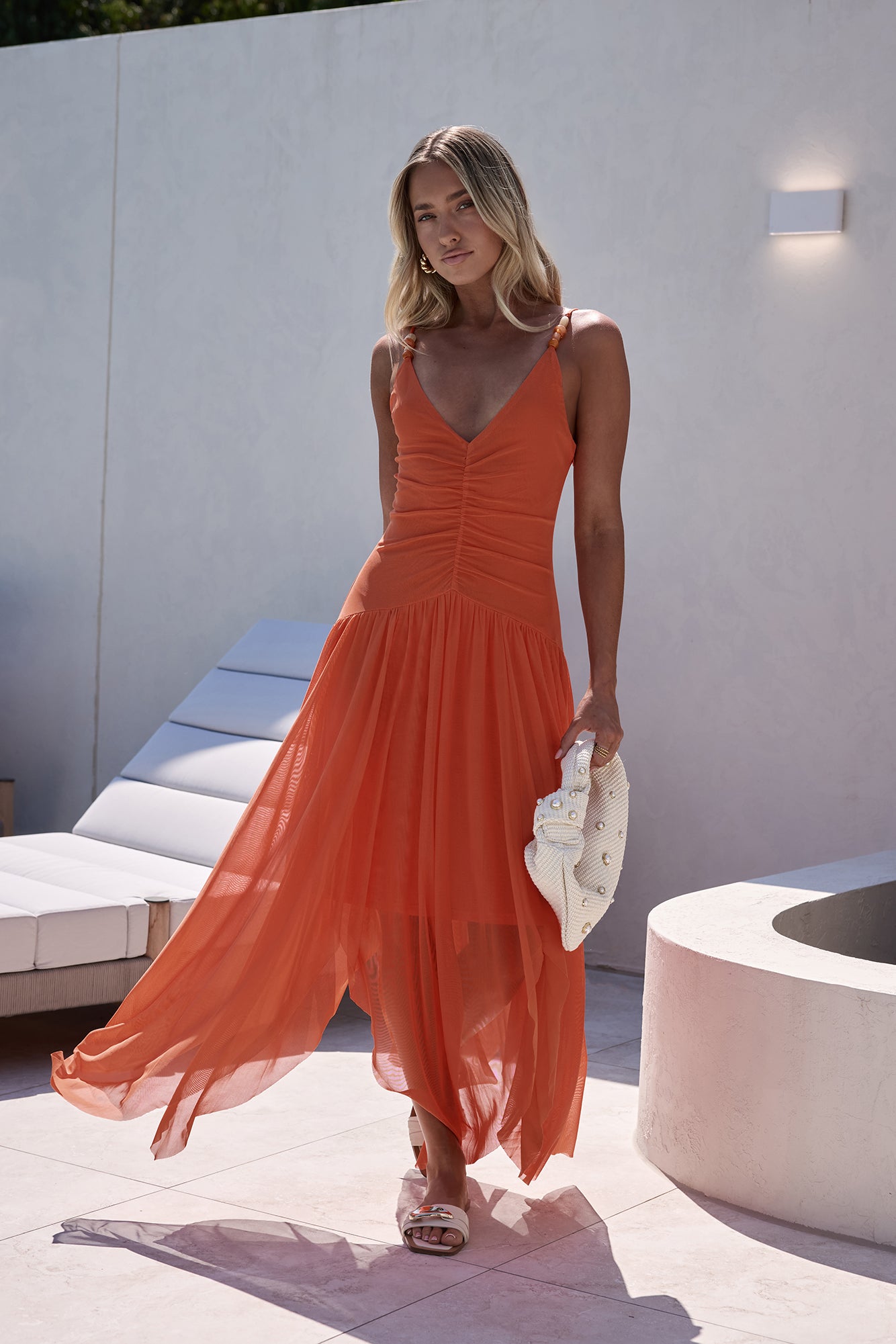 Call Me Later Mesh Maxi Dress Orange-Seaa Fashion