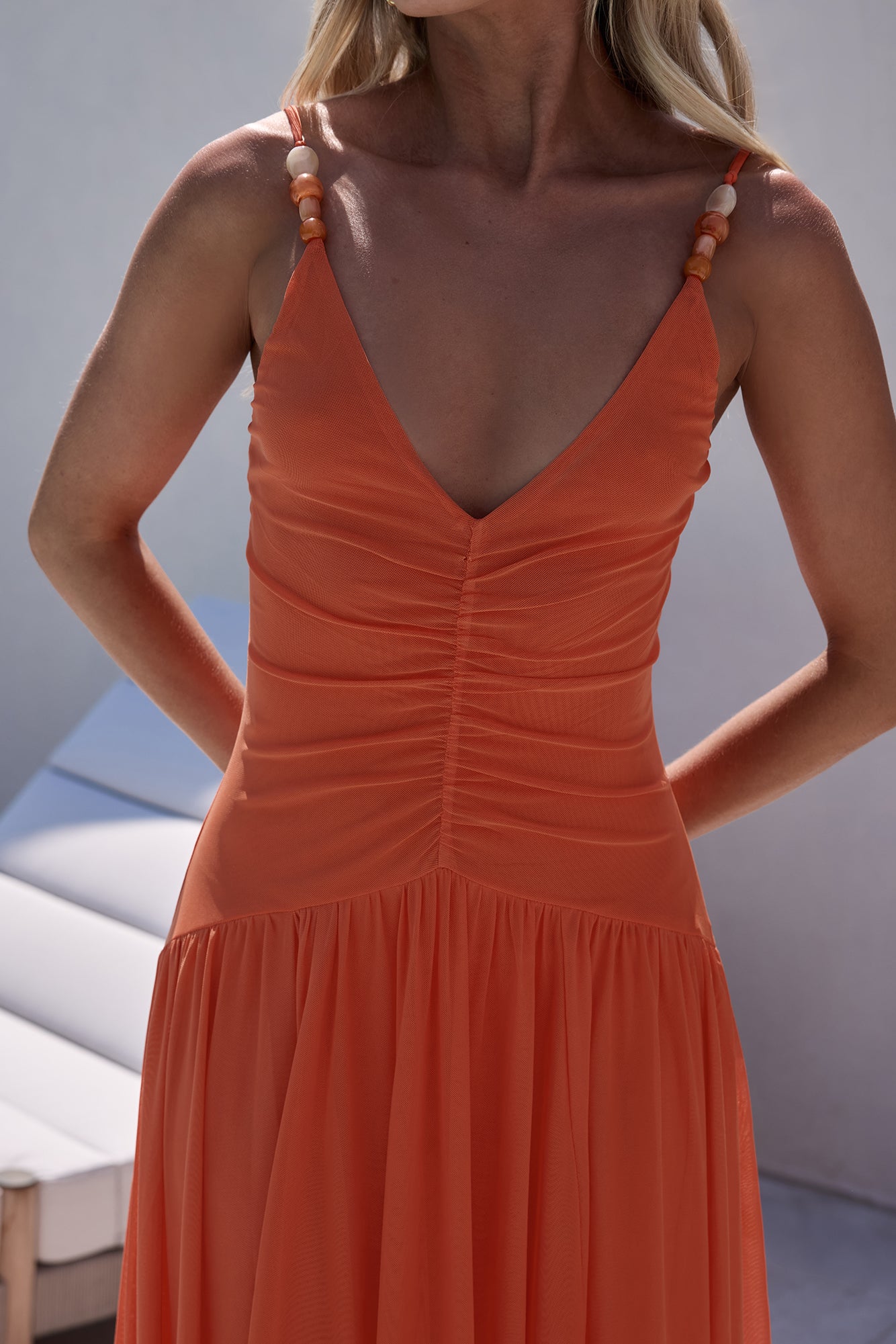 Call Me Later Mesh Maxi Dress Orange-Seaa Fashion