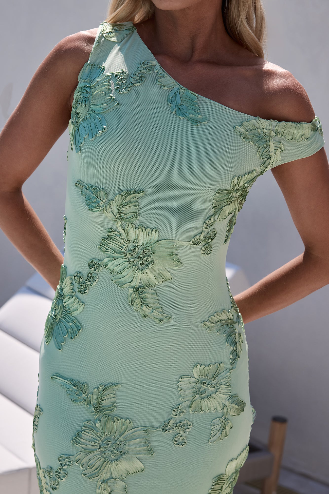 Scenic Dreams Mesh Off Shoulder Maxi Dress Sage-Seaa Fashion