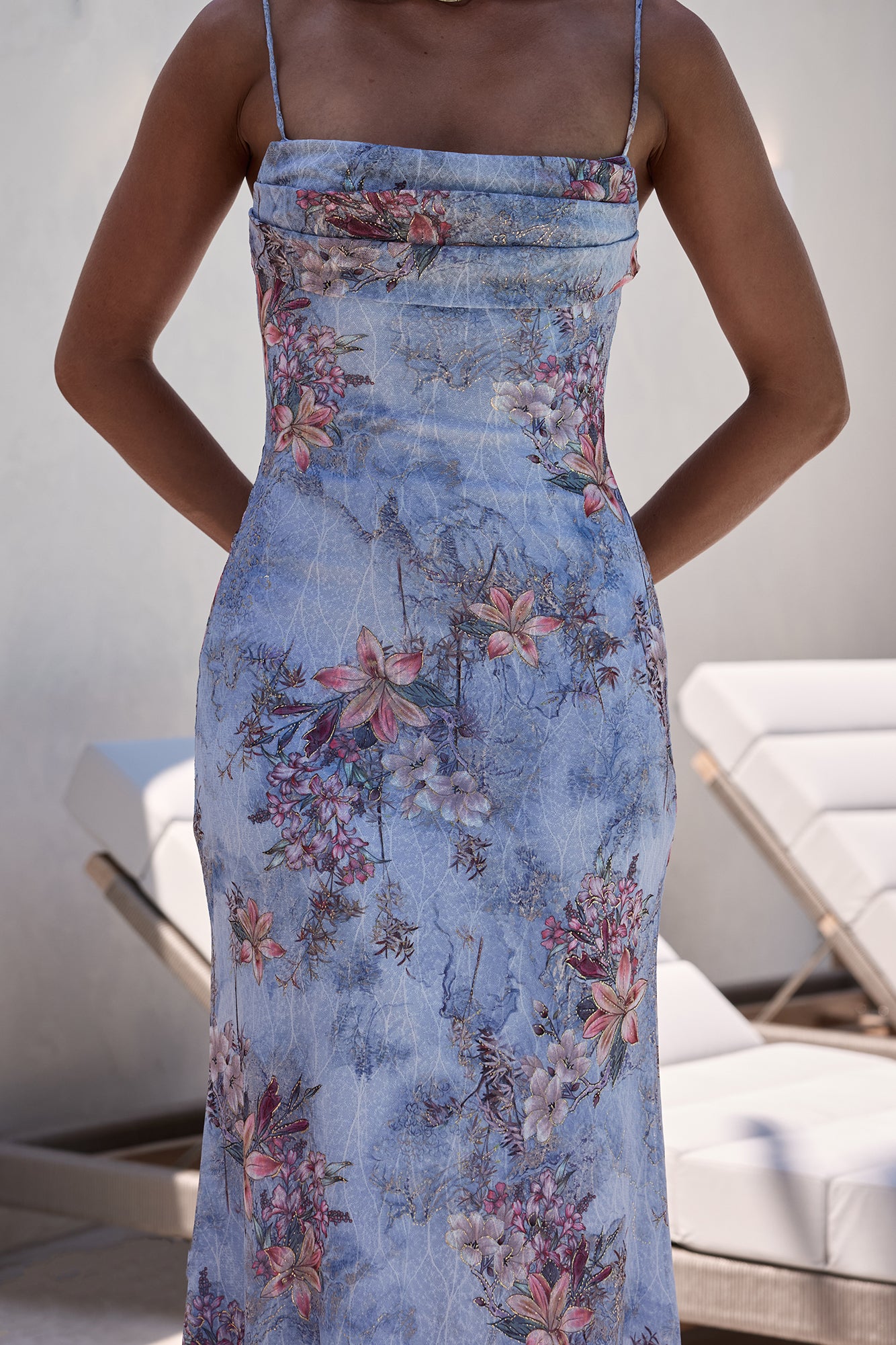 Flickering Flames Mesh Maxi Dress Blue-Seaa Fashion