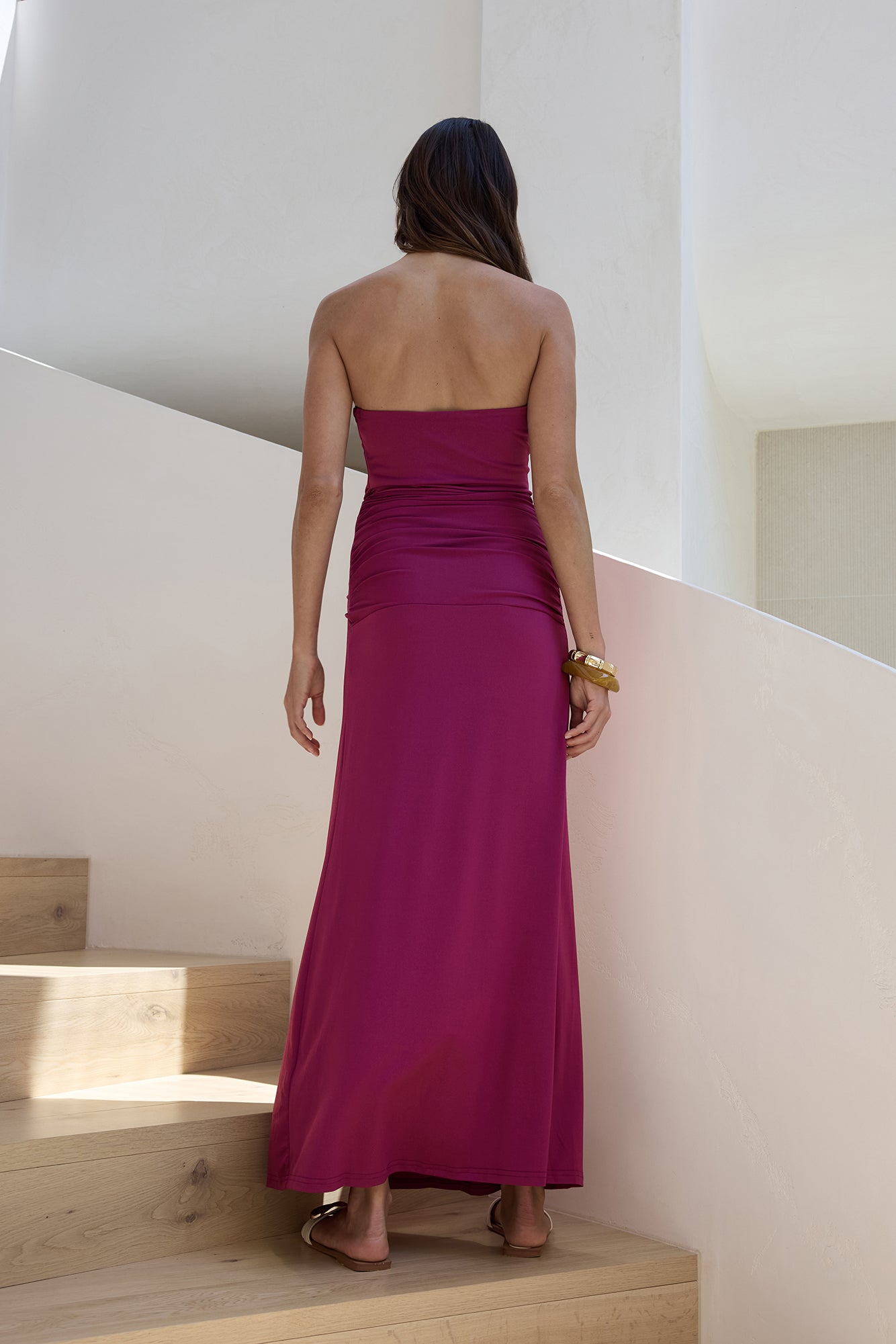 Sweet Serenade Strapless Maxi Dress Plum-Seaa Fashion