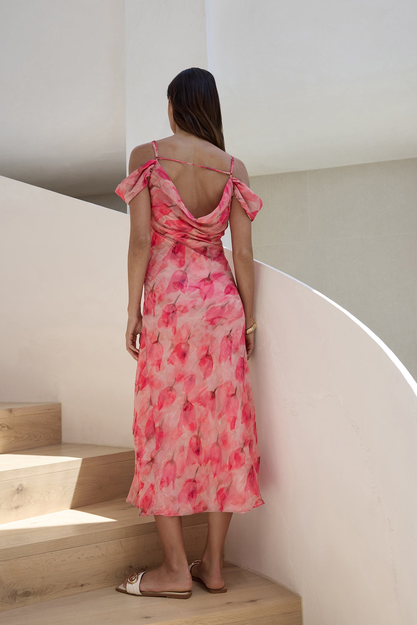 Aurora Skies Off Shoulder Maxi Dress Pink-Seaa Fashion